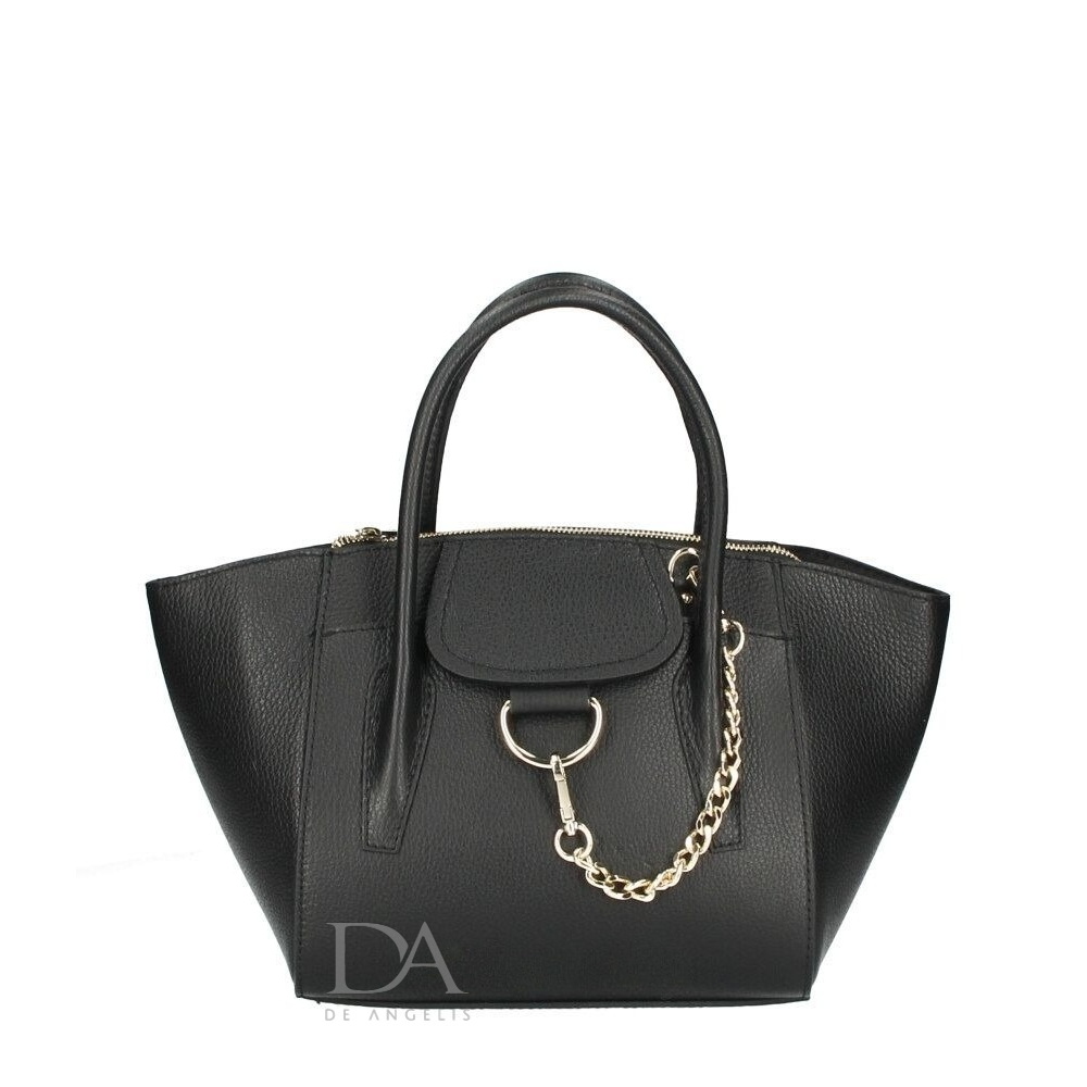 Borsa a Spalla in Vera Pelle Italiana DA De Angelis - Venezia Nero